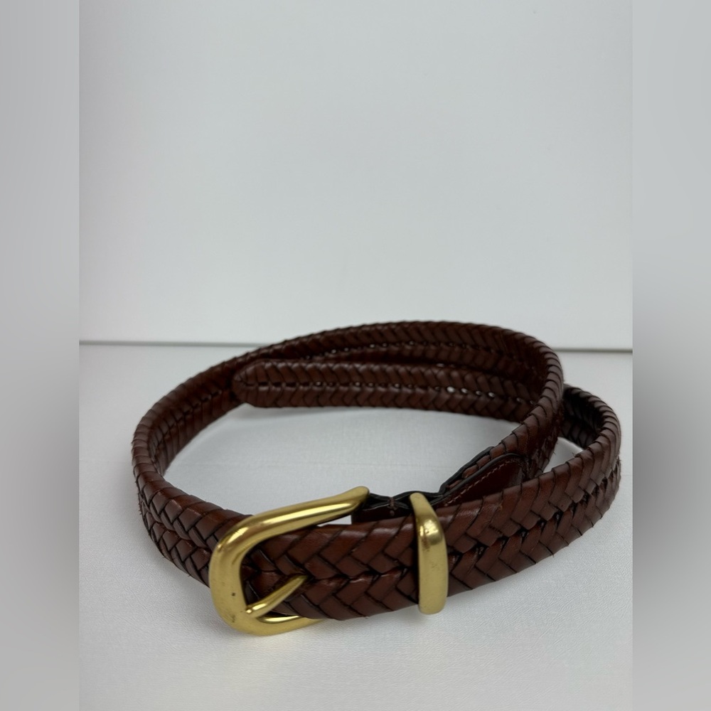Coach Brown Braided Belt with Gold Buckle